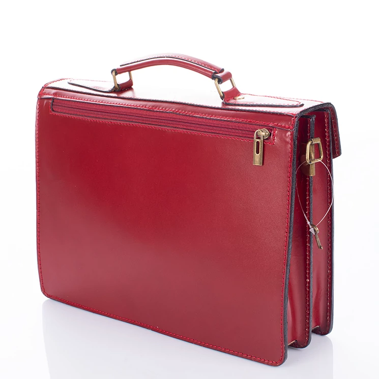 Valódi bőr aktatáska 2 részes piros színben