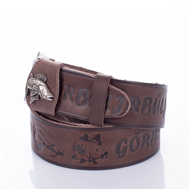 Horgász öv süllő mintával sötétbarna színben 135 cm