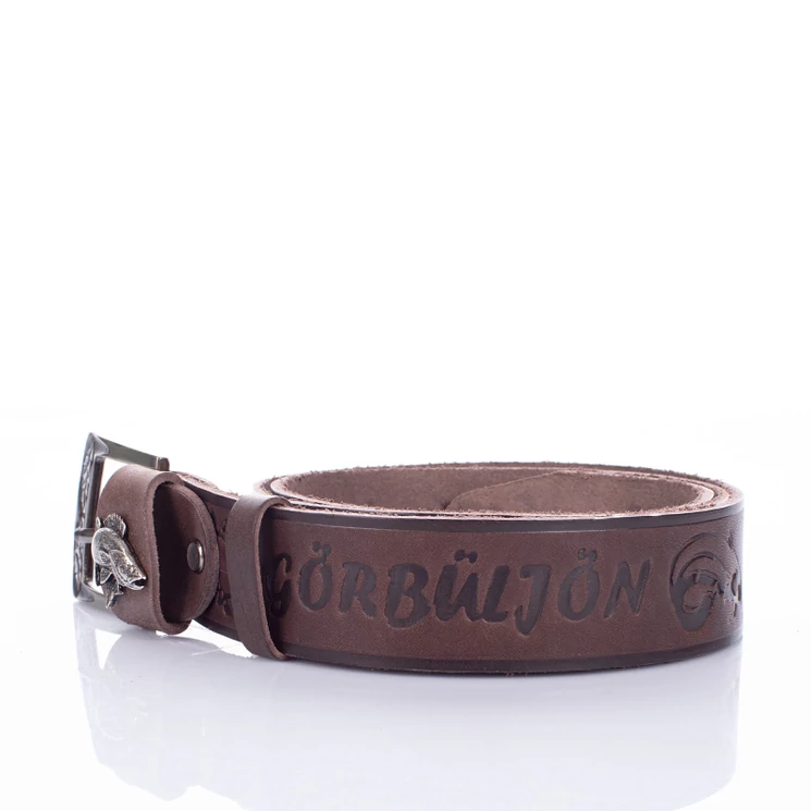 Horgász öv süllő mintával sötétbarna színben 135 cm