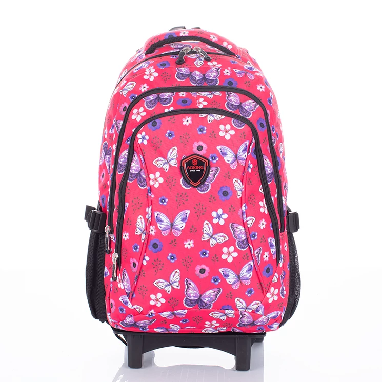 Gurulós iskolatáska Pink pillangó mintával