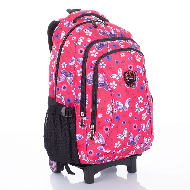 Gurulós iskolatáska Pink pillangó mintával