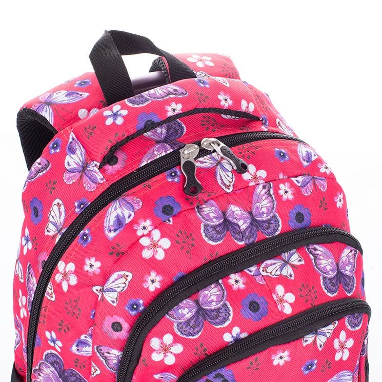 Gurulós iskolatáska Pink pillangó mintával