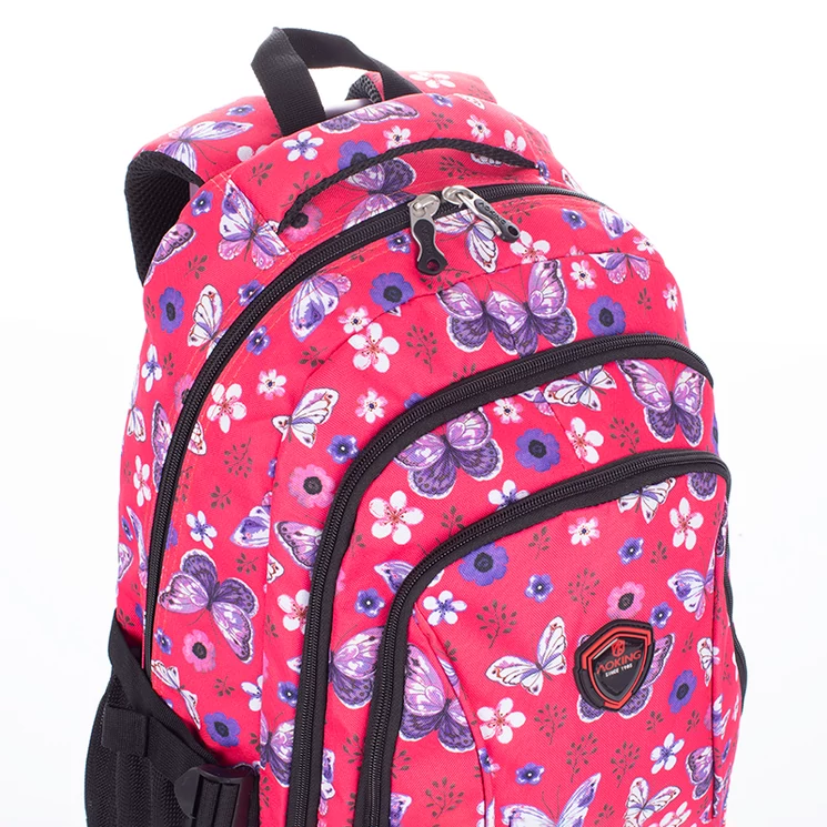 Gurulós iskolatáska Pink pillangó mintával
