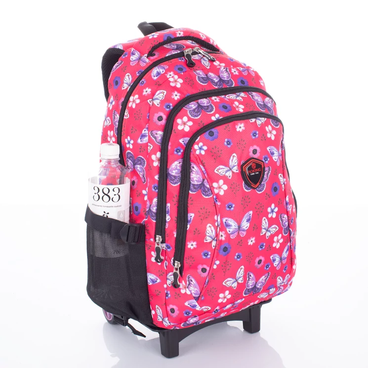 Gurulós iskolatáska Pink pillangó mintával