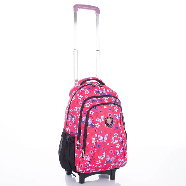 Gurulós iskolatáska Pink pillangó mintával