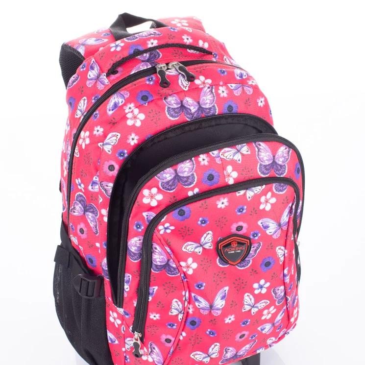 Gurulós iskolatáska Pink pillangó mintával