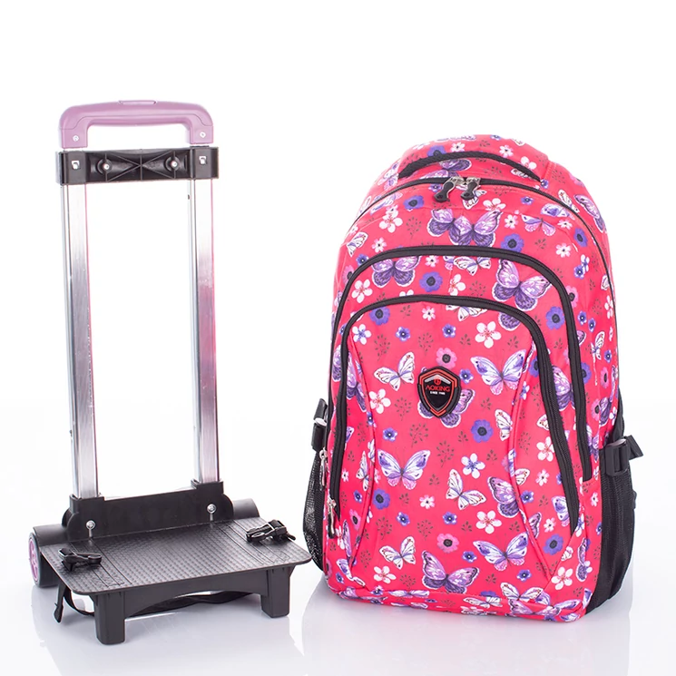 Gurulós iskolatáska Pink pillangó mintával