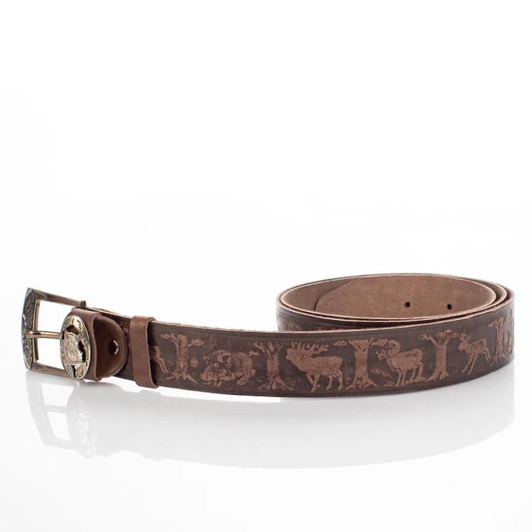 Vadász öv vaddisznó mintával barna színben 135 cm-től 90 cm-ig