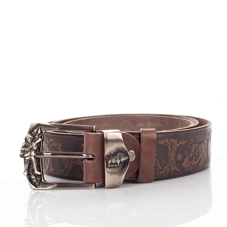 Vadász öv vaddisznó mintával barna színben 135 cm-től 90 cm-ig