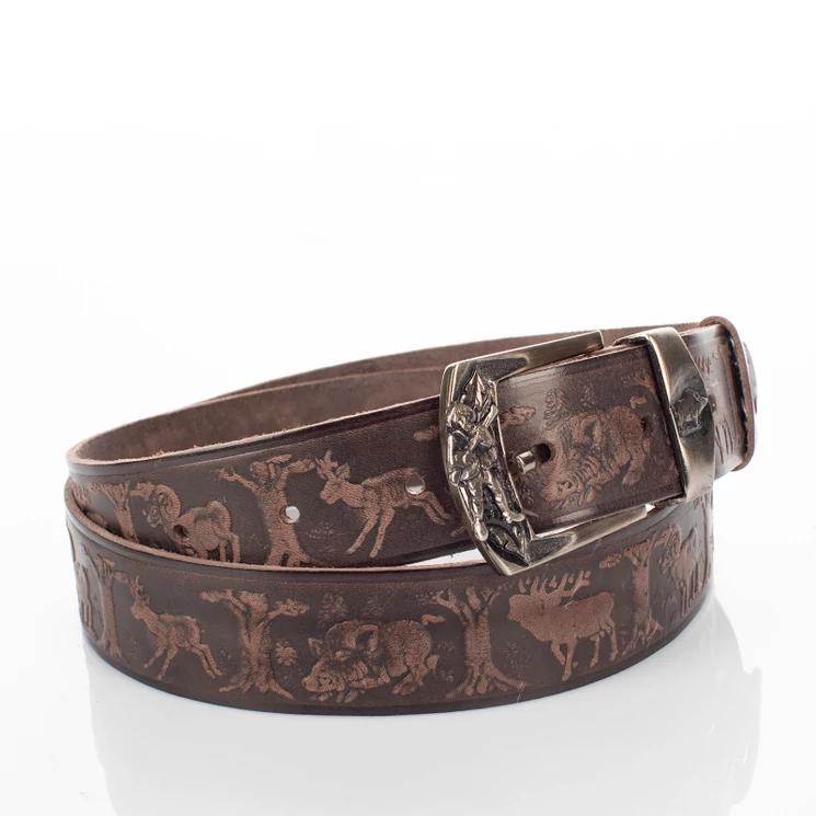 Vadász öv vaddisznó mintával barna színben 135 cm-től 90 cm-ig