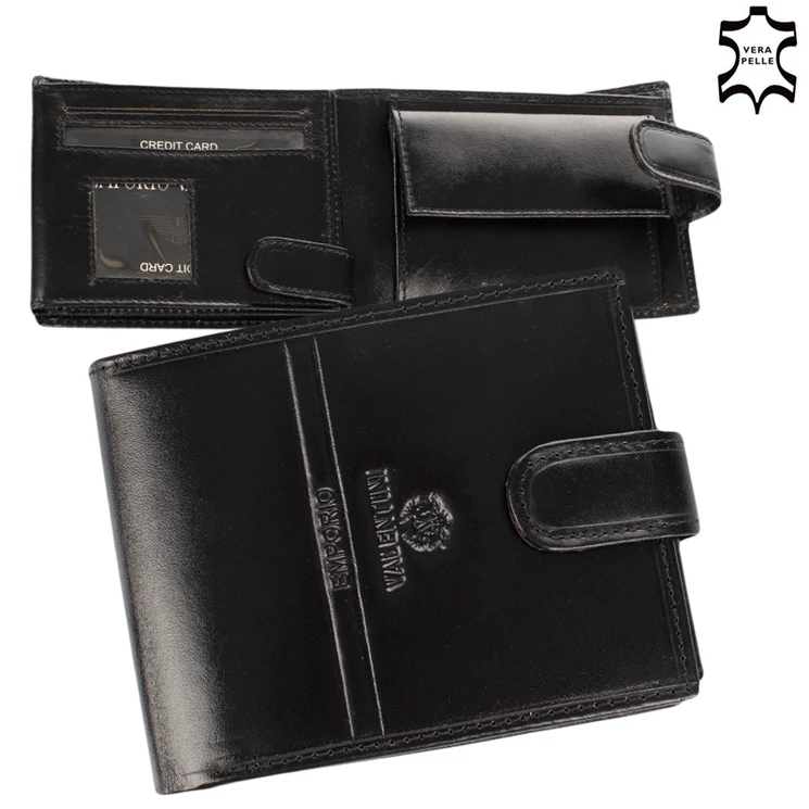 Emporio Valentini férfi bőr pénztárca fekete színben 563561 Black