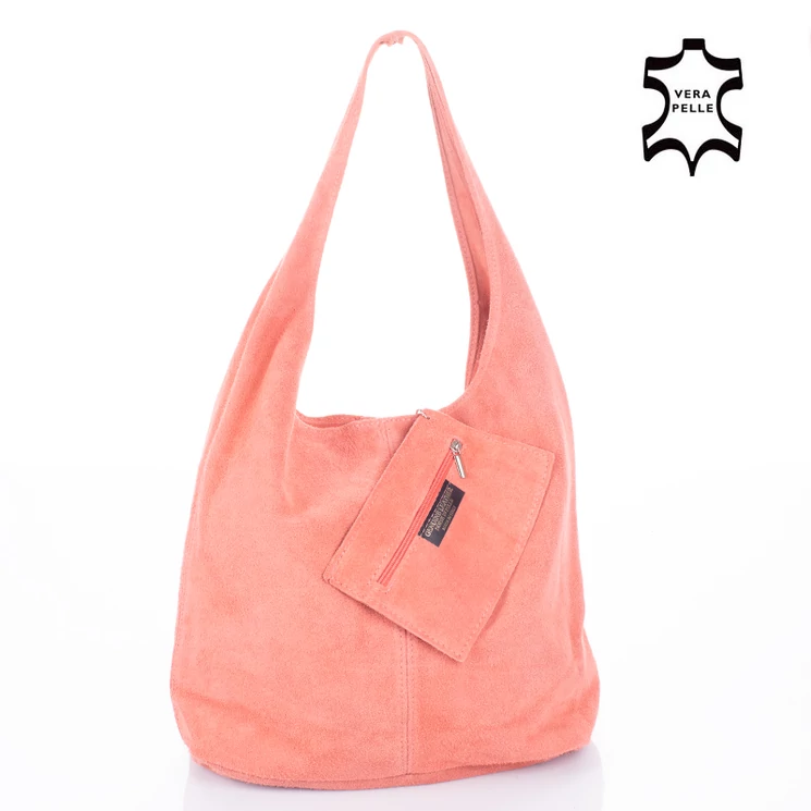 Valódi velúrbőr női táska marcipán színben