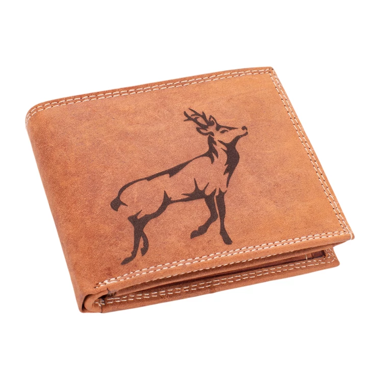 Bivalybőr vadász pénztárca díszdobozban őz mintával RFID rendszerrel