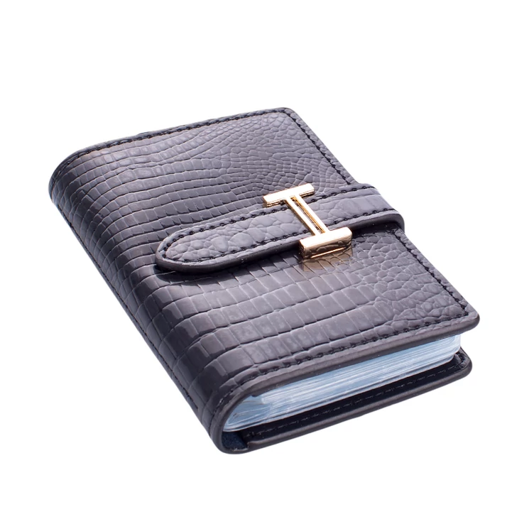 Valódi bőr lakk kártyatartó fekete színben