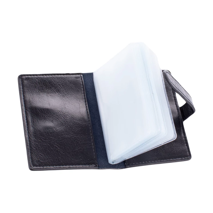 Valódi bőr lakk kártyatartó fekete színben