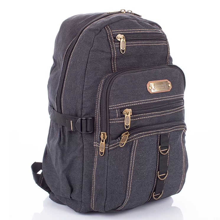 Többzsebes vászon hátizsák zöld színben