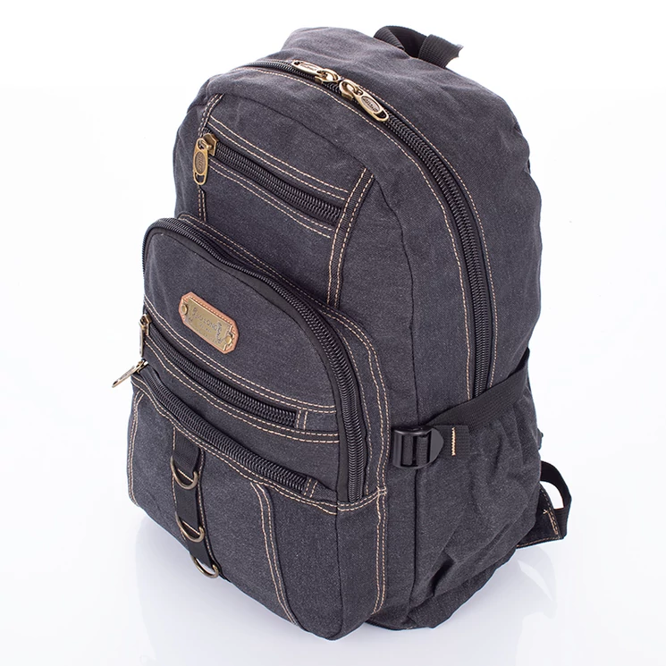 Többzsebes vászon hátizsák zöld színben