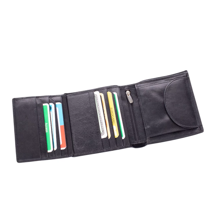 Valódi bőr férfi pénztárca fekete színben FK14 Black