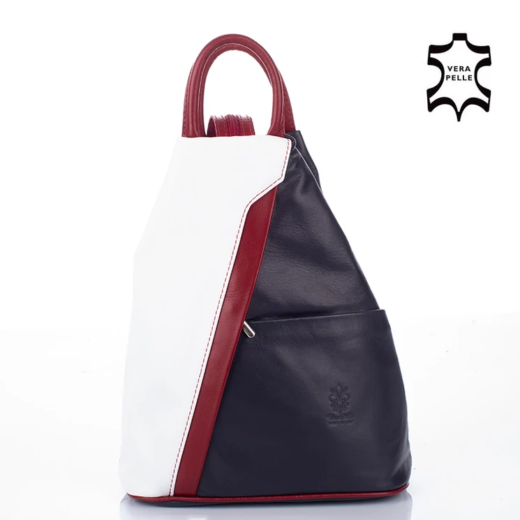Valódi bőr női hátizsák Kék Piros Fehér színben S6925