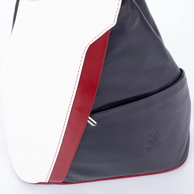 Valódi bőr női hátizsák Kék Piros Fehér színben S6925