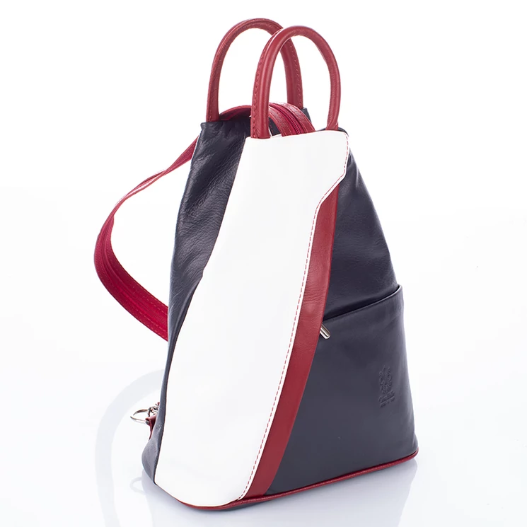 Valódi bőr női hátizsák Kék Piros Fehér színben S6925