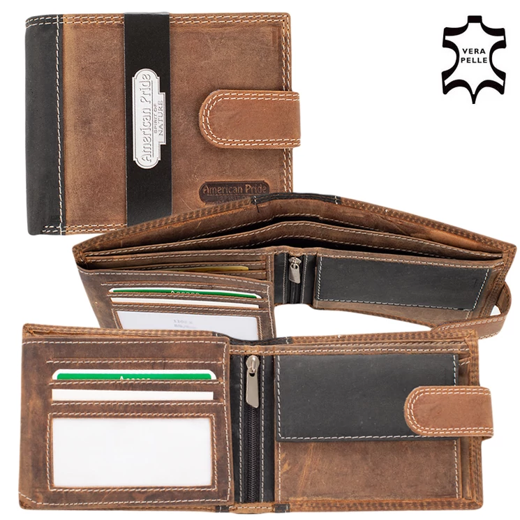 Férfi bőr pénztárca barna színben 711102 Brown