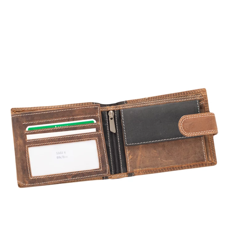 Férfi bőr pénztárca barna színben 711102 Brown