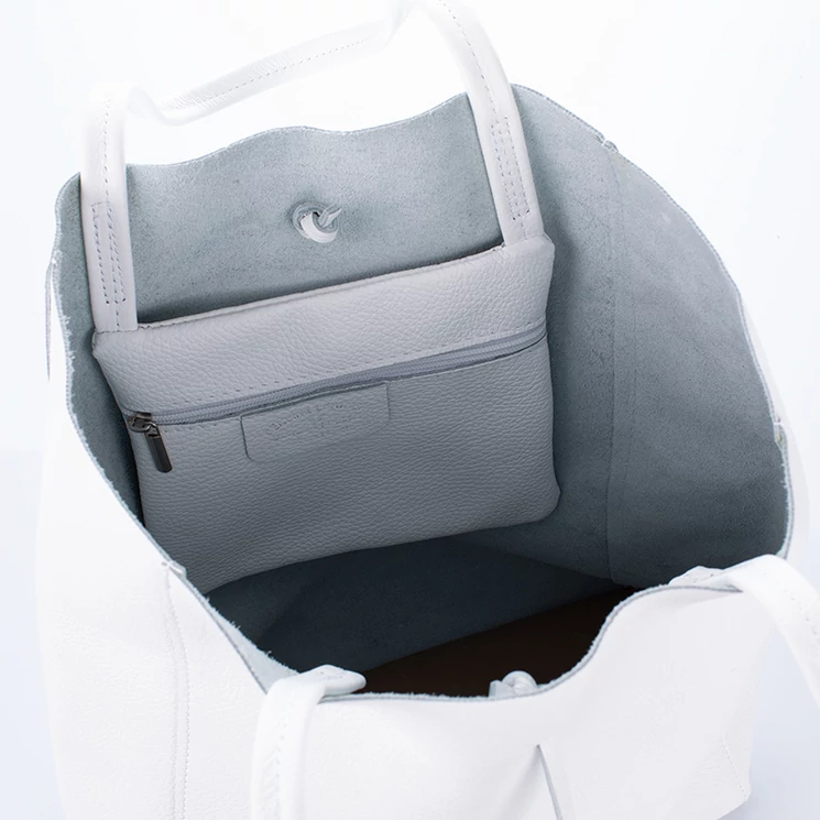 Valódi bőr női táska fehér színben S7080 White