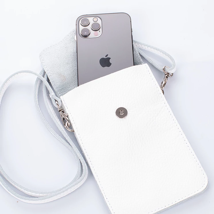 Valódi bőr telefontartó fehér színben