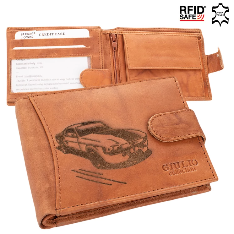 Autós bőr férfi pénztárca díszdobozban RFID rendszerrel ( 8 kártyatartó )* Kedvezményes áron