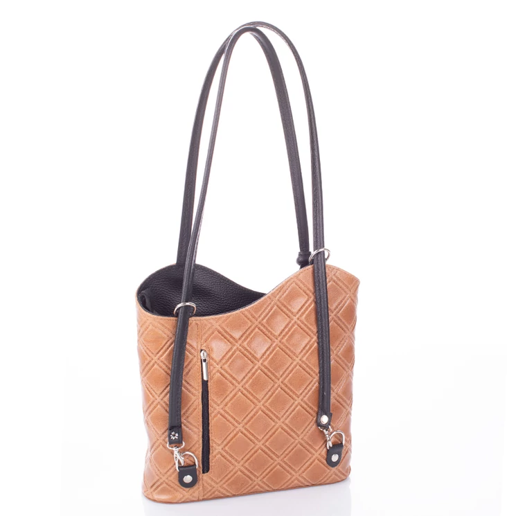 FAIRY Valódi bőr női válltáska hátitáska barna színben