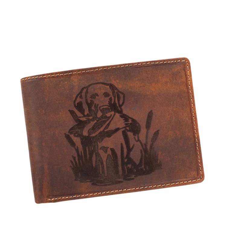 Giulio vadász pénztárca bőr díszdobozban vadászkutya mintával RFID rendszerrel