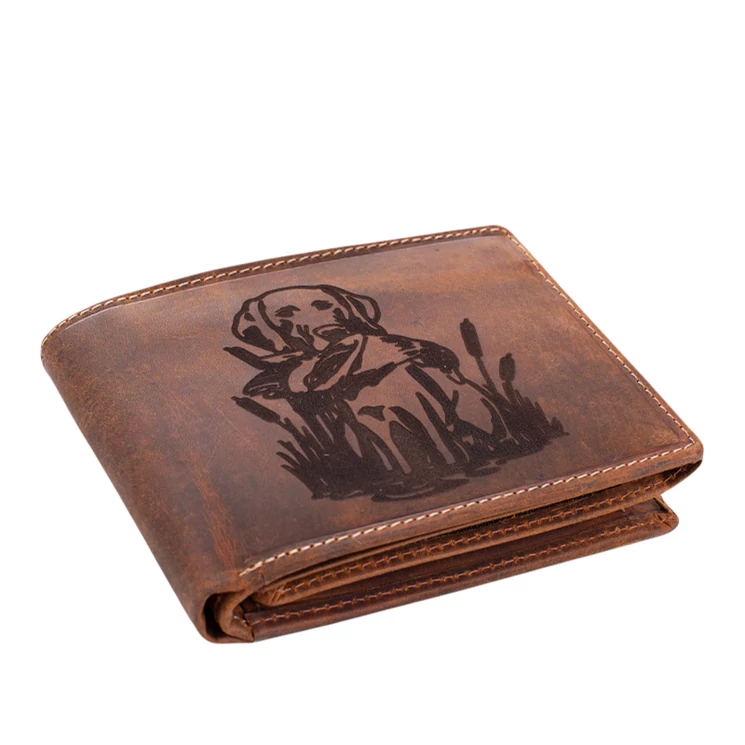 Giulio vadász pénztárca bőr díszdobozban vadászkutya mintával RFID rendszerrel