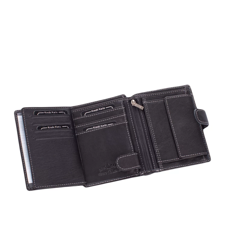 Wild Valódi bőr Pénztárca fekete színben RFID védelemmel