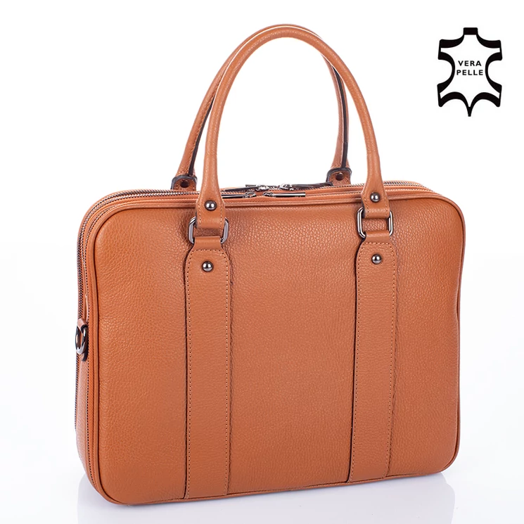 Laptoptartós Valódi bőr üzleti táska NT 8890 cognac