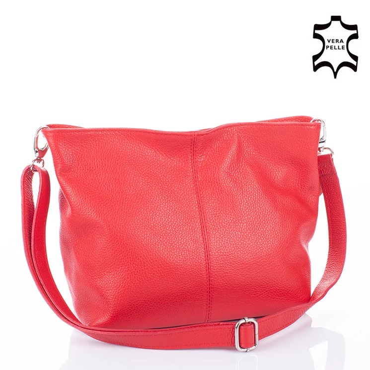 Valódi bőr női táska piros színben