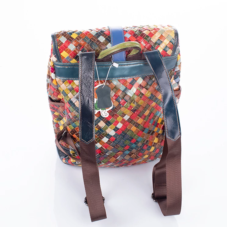 Patchwork mintás Valódi bőr női hátizsák 