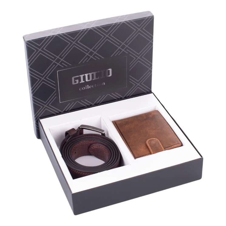 GIULIO Bivalybőr pénztárca és öv ajándékcsomag