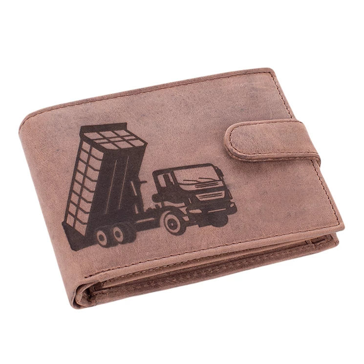 Bőr pénztárca barna színben dömper mintával díszdobozban RFID védelemmel 5702-dömper