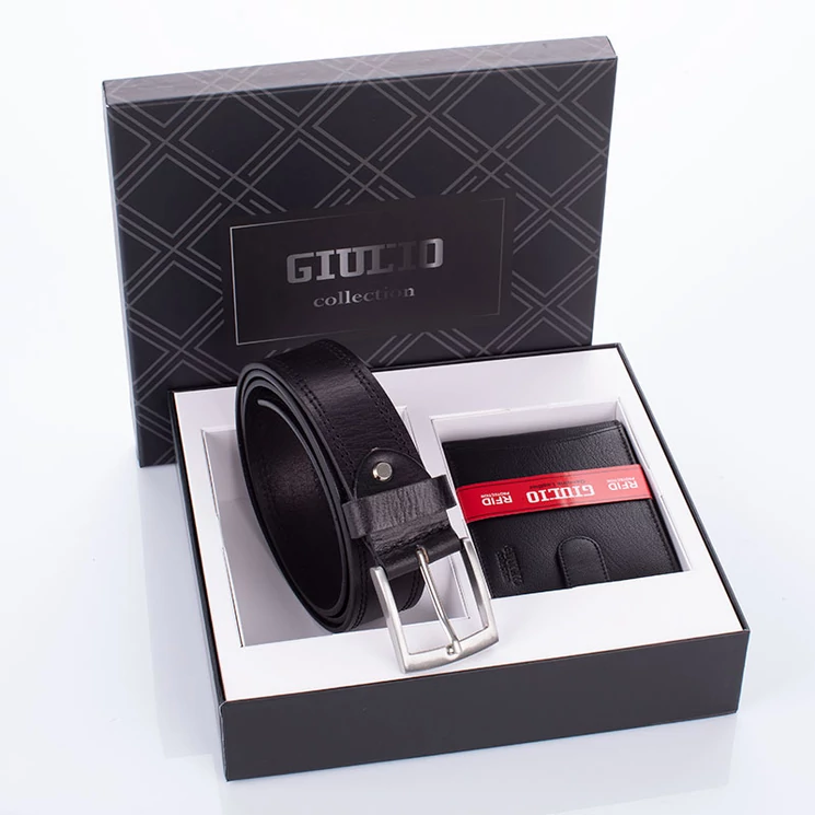 GIULIO valódi bőr pénztárca és öv ajándékcsomag