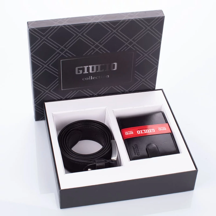 GIULIO valódi bőr pénztárca és öv ajándékcsomag