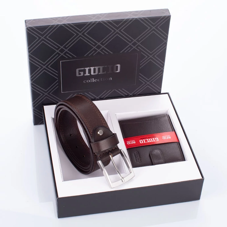 GIULIO valódi bőr pénztárca és öv ajándékcsomag