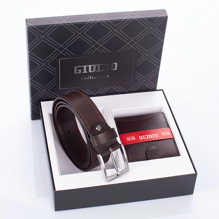 GIULIO valódi bőr pénztárca és öv ajándékcsomag