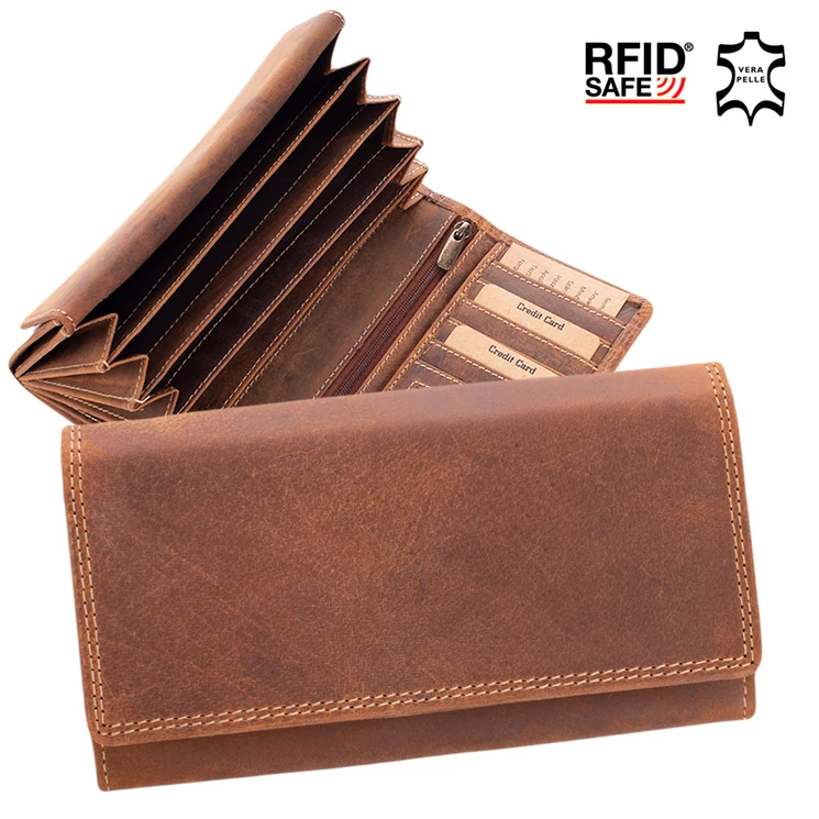 Valódi bőr brifkó pénztárca barna színben díszdobozban