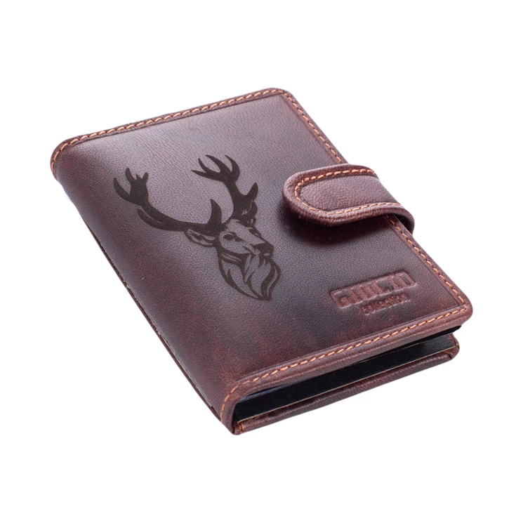 GIULIO Valódi bőr  vadász kártyatartó RFID védelemmel díszdobozban szarvas mintával
