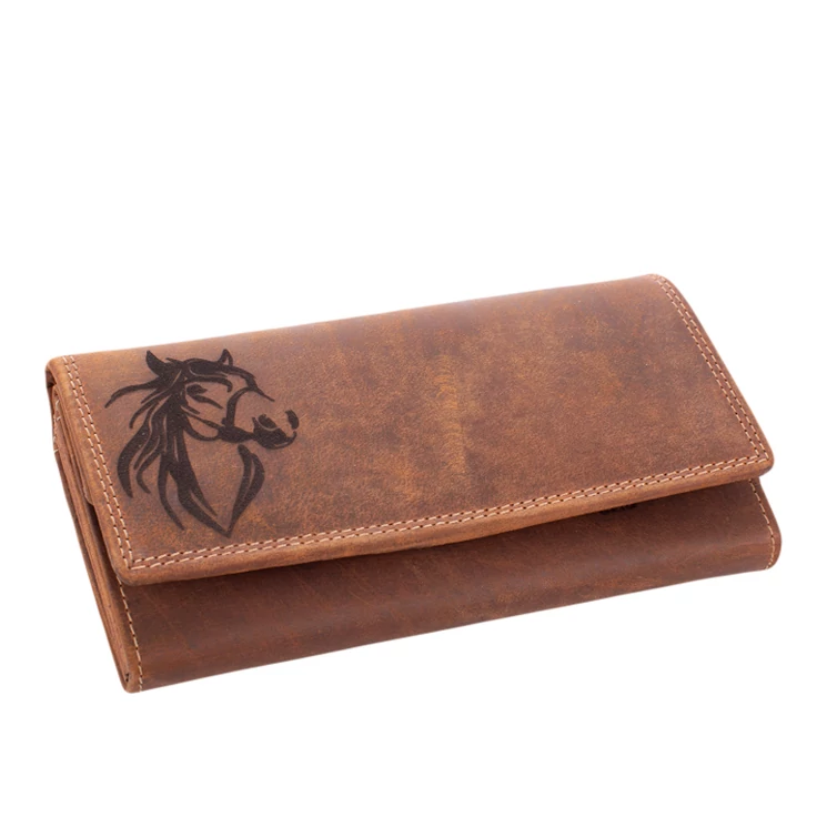 Valódi bőr brifkó pénztárca barna színben díszdobozban lovas mitával
