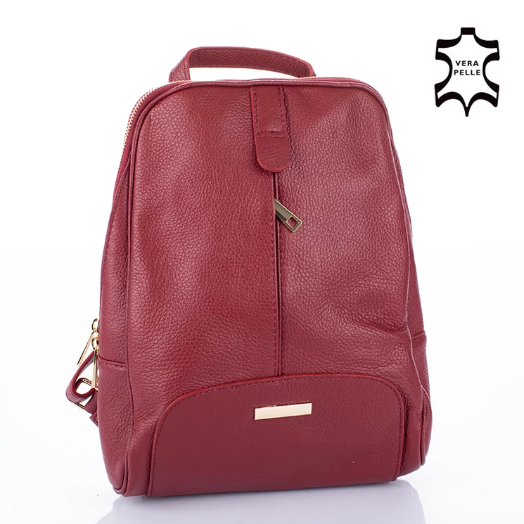 Valódi bőr női hátizsák bordó színben