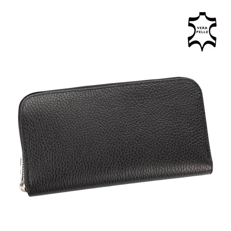 Valódi bőr női pénztárca fekete színben