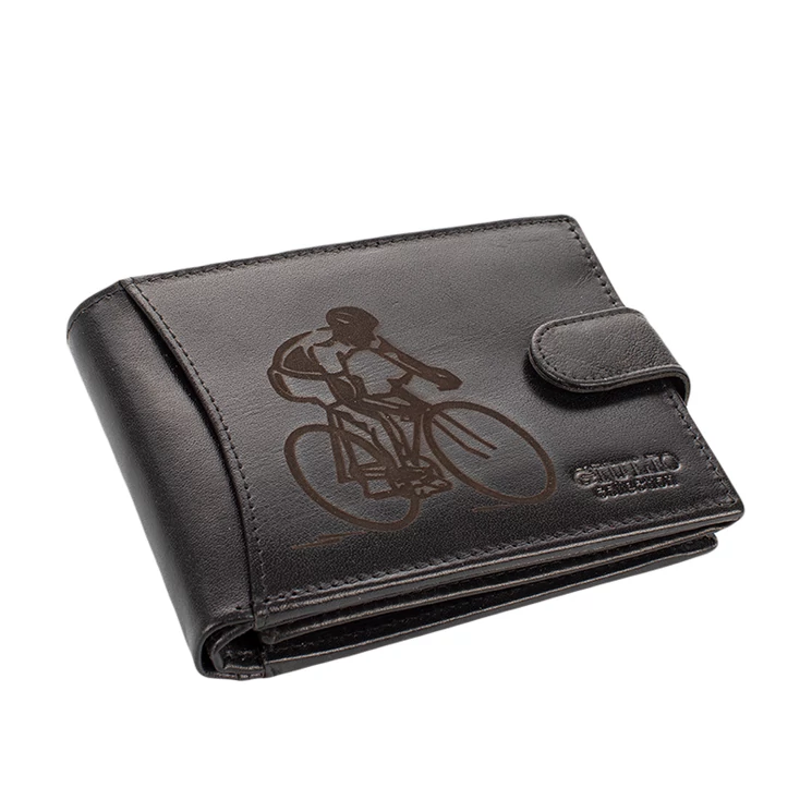 Bőr férfi pénztárca Kerékpáros mintával RFID rendszerrel Díszdobozban ( 8 kártyatartó )