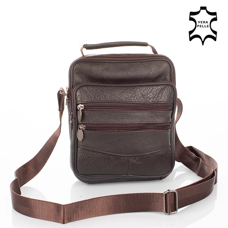  Valódi bőr férfi oldaltáska barna színben